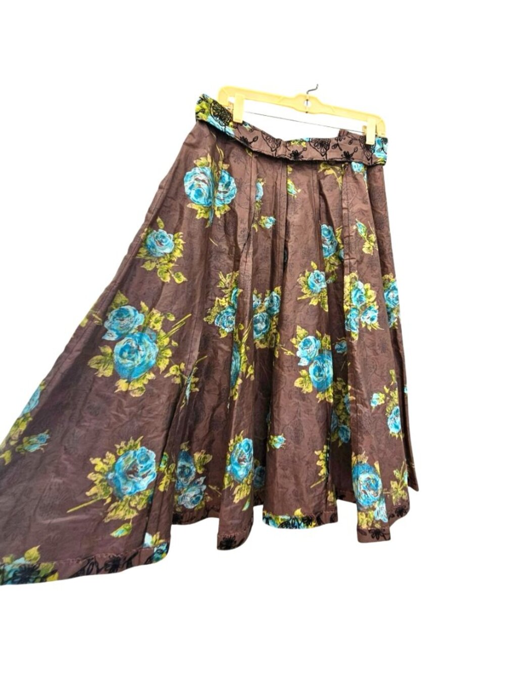 Vintage 1950s Flocked Chintz Full Circle Skirt Rockabilly Pinup Swing XS - Picture 9 of 11
